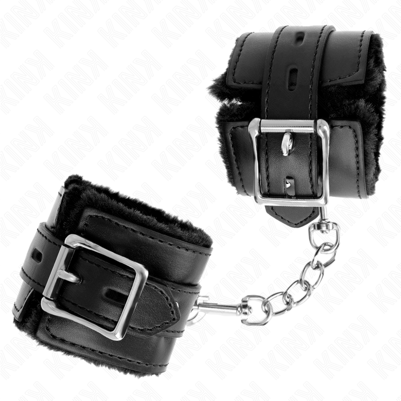 KINK WRIST RESTRAINT Appui-Poignets Doublés Fourrure Trous Carrés Noir Ceintur... — vue alternative