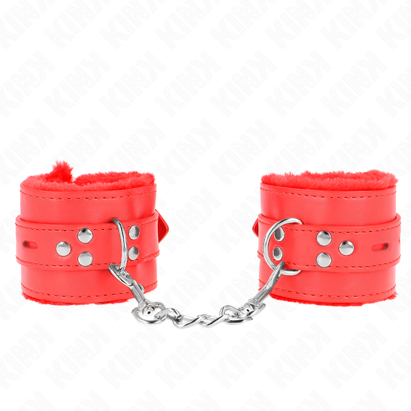 KINK WRIST RESTRAINT Appui-Poignets Doublés Fourrure Trous Carrés Rouge Ceintu... — vue détaillée