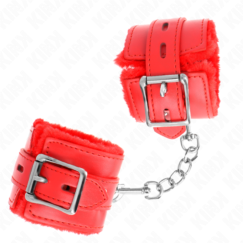 KINK WRIST RESTRAINT Appui-Poignets Doublés Fourrure Trous Carrés Rouge Ceintu... — vue alternative