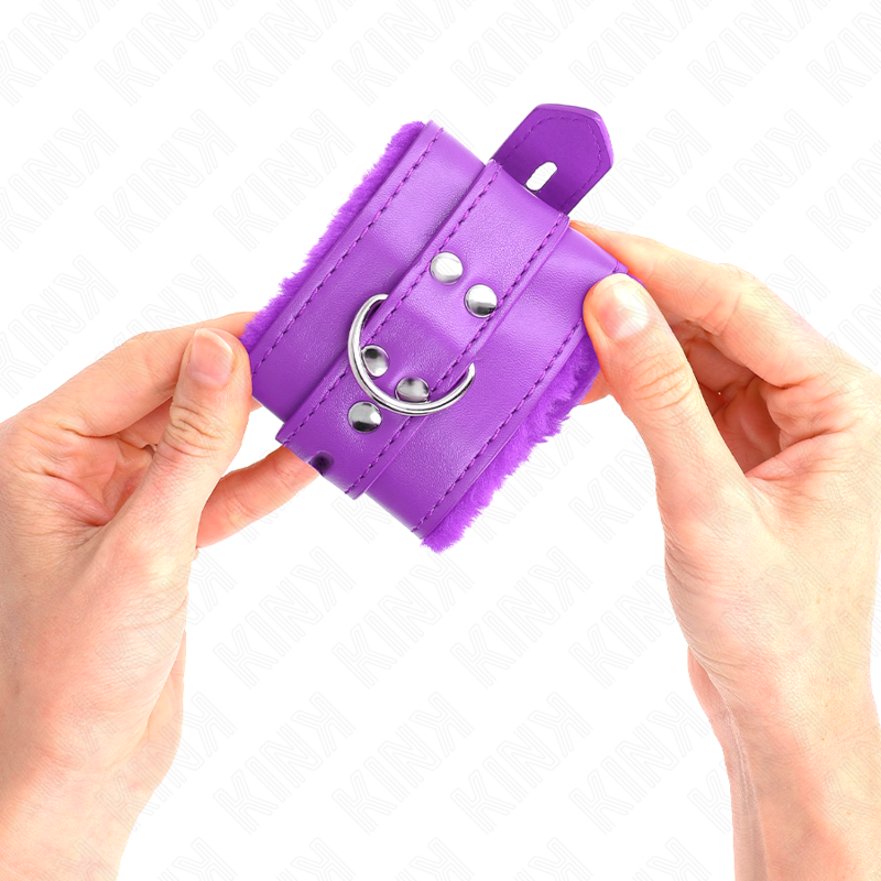 KINK WRIST RESTRAINT Appui-Poignets Doublés Fourrure Trous Carrés Violet Ceint... — vue arrière