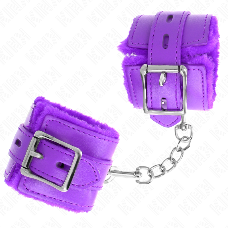 KINK WRIST RESTRAINT Appui-Poignets Doublés Fourrure Trous Carrés Violet Ceint... — vue alternative