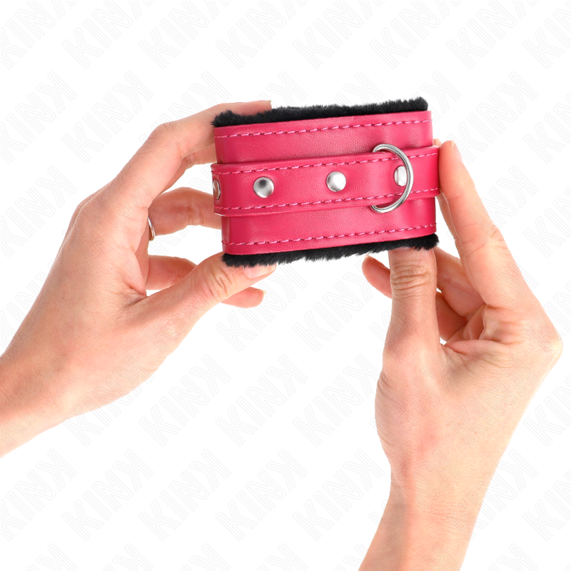KINK WRIST RESTRAINT Appui-Poignets Doublés Fourrure Premium Noir Ceinture Ros... — vue arrière