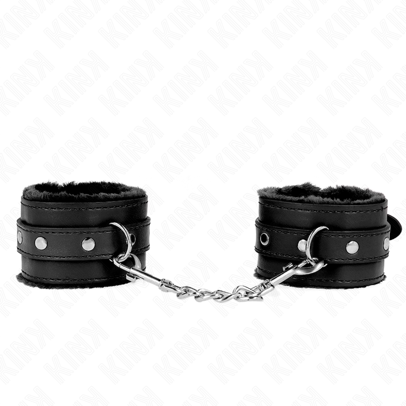 KINK WRIST RESTRAINT Appui-Poignets Doublés Fourrure Premium Noir Ceinture Noi... — vue détaillée