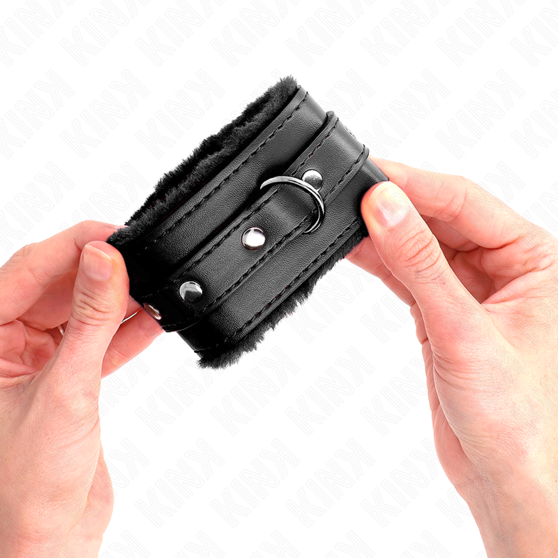 KINK WRIST RESTRAINT Appui-Poignets Doublés Fourrure Premium Noir Ceinture Noi... — vue arrière