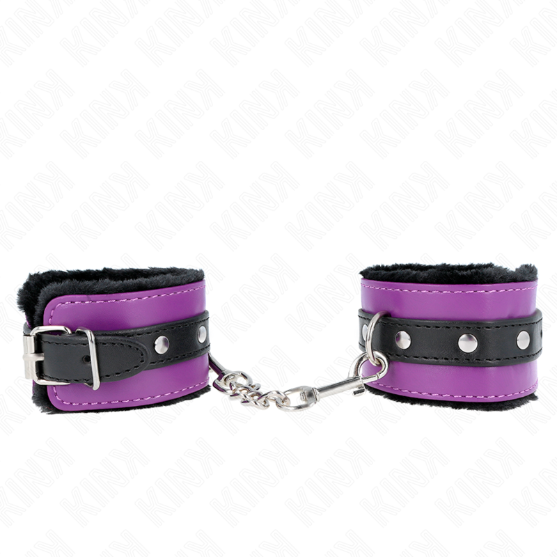 KINK WRIST RESTRAINT Appui-Poignets Doublés Fourrure Premium Noir Ceinture Vio... — vue détaillée