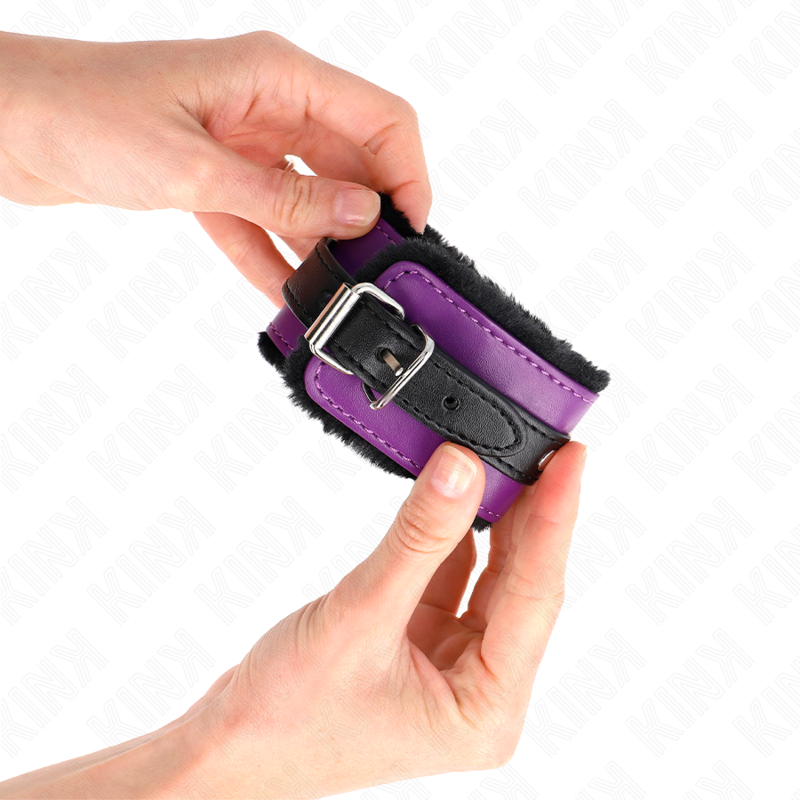 KINK WRIST RESTRAINT Appui-Poignets Doublés Fourrure Premium Noir Ceinture Vio... — vue arrière