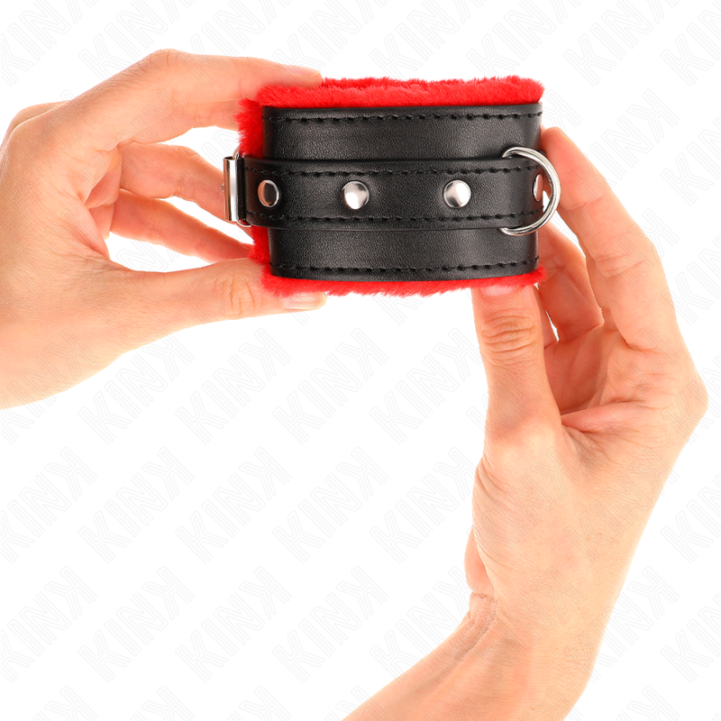 KINK WRIST RESTRAINT Appui-Poignets Doublés Fourrure Premium Rouge Ceinture No... — vue arrière