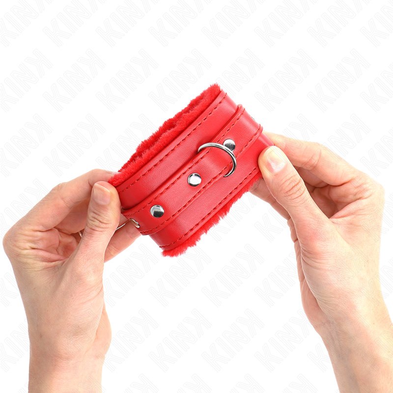 KINK WRIST RESTRAINT Appui-Poignets Doublés Fourrure Premium Rouge Ceinture Ro... — vue arrière