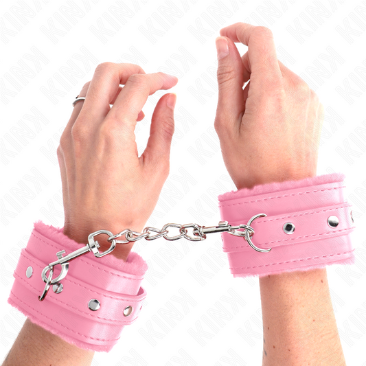KINK WRIST RESTRAINT Appui-Poignets Doublés Fourrure Premium Rose Ceinture Ros... - Aura Intime