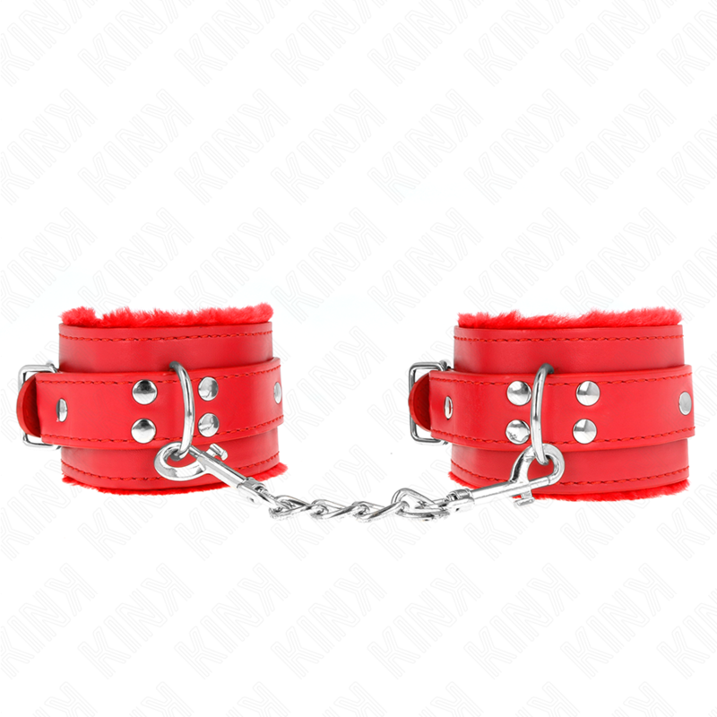 KINK WRIST RESTRAINT Appui-Poignets Doublés Fourrure Rouge Ceinture Rouge Régl... — vue détaillée