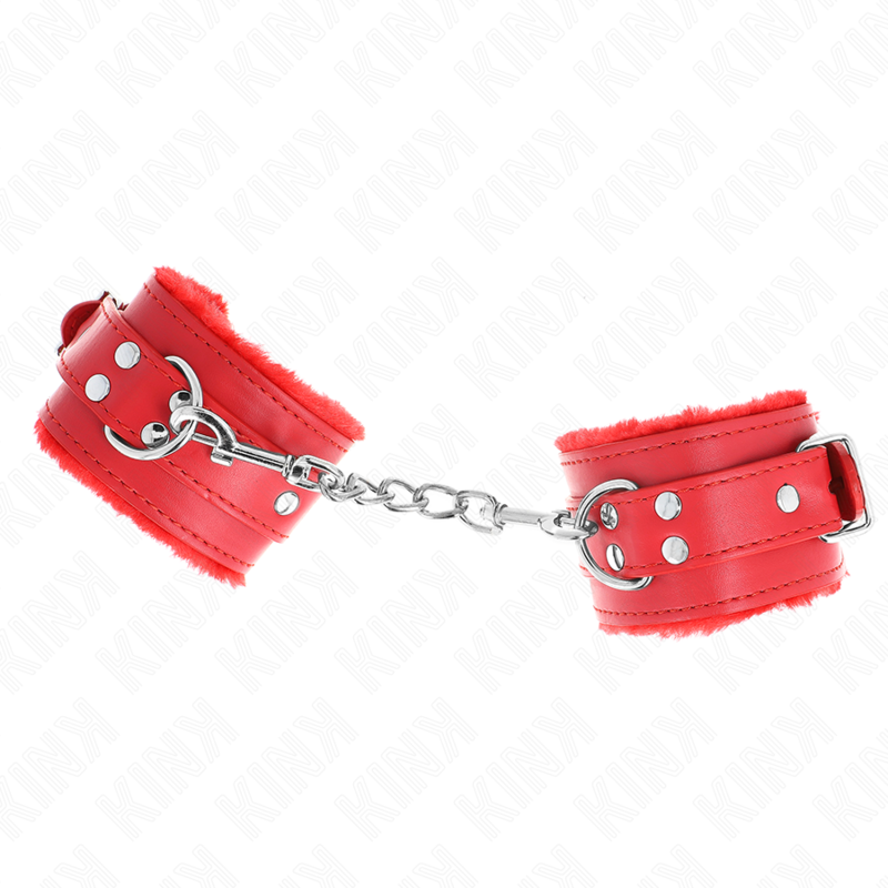 KINK WRIST RESTRAINT Appui-Poignets Doublés Fourrure Rouge Ceinture Rouge Régl... — vue alternative