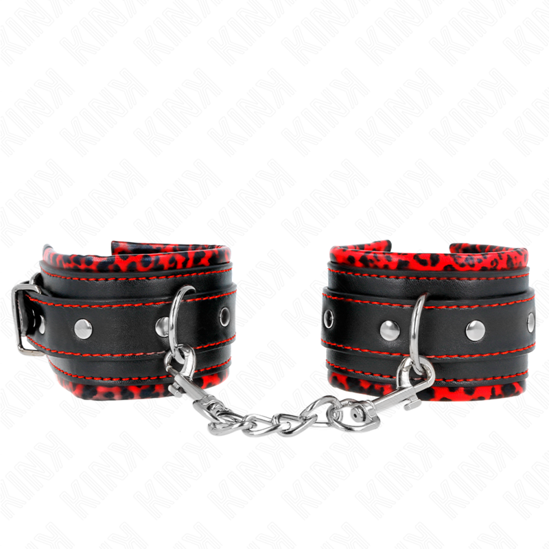 KINK WRIST RESTRAINT Appui-Poignets Doublés Fourrure Rouge / Noir Réglable 17-... — vue détaillée