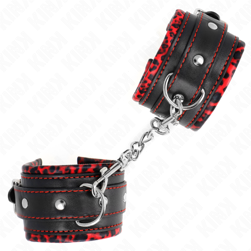 KINK WRIST RESTRAINT Appui-Poignets Doublés Fourrure Rouge / Noir Réglable 17-... — vue alternative