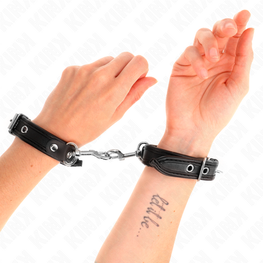 KINK WRIST RESTRAINT Mini Bracelets Noir Clous Réglables 16-22 Cm X 2 Cm - Aura Intime