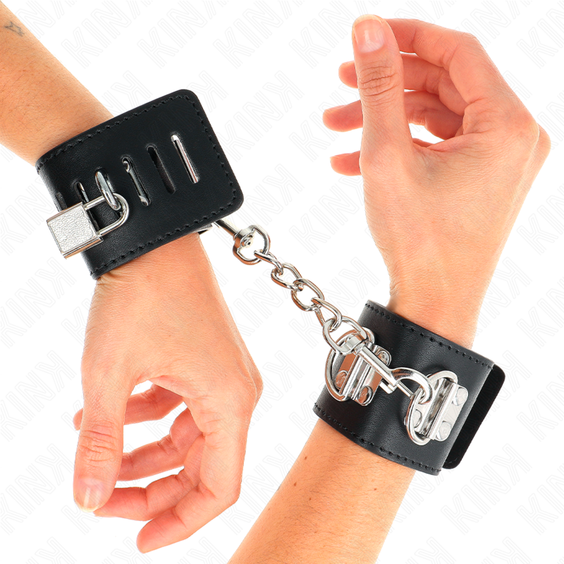KINK WRIST RESTRAINT Appui-Poignets Multipositions Fermeture Par Cadenas Noir ... - Aura Intime