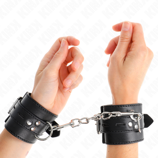 KINK WRIST RESTRAINT Appui-Poignets Noir Ceinture Noire Réglable 17-28 Cm X 6 Cm - Aura Intime