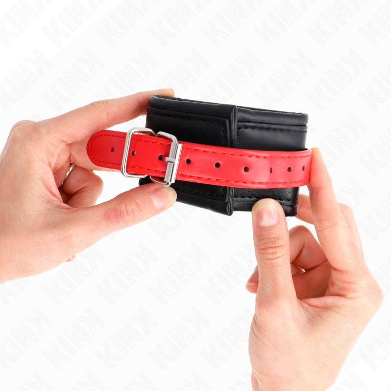 KINK WRIST RESTRAINT Appui-Poignets Noir Ceinture Rouge Ajustable 17-28 Cm X 6 Cm — vue arrière
