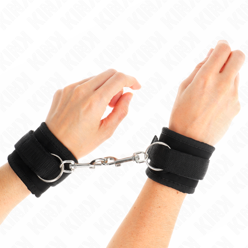KINK WRIST RESTRAINT Appareils-Poignets À Crochet Boucle Nylon Noir Modèle 2 R... - Aura Intime