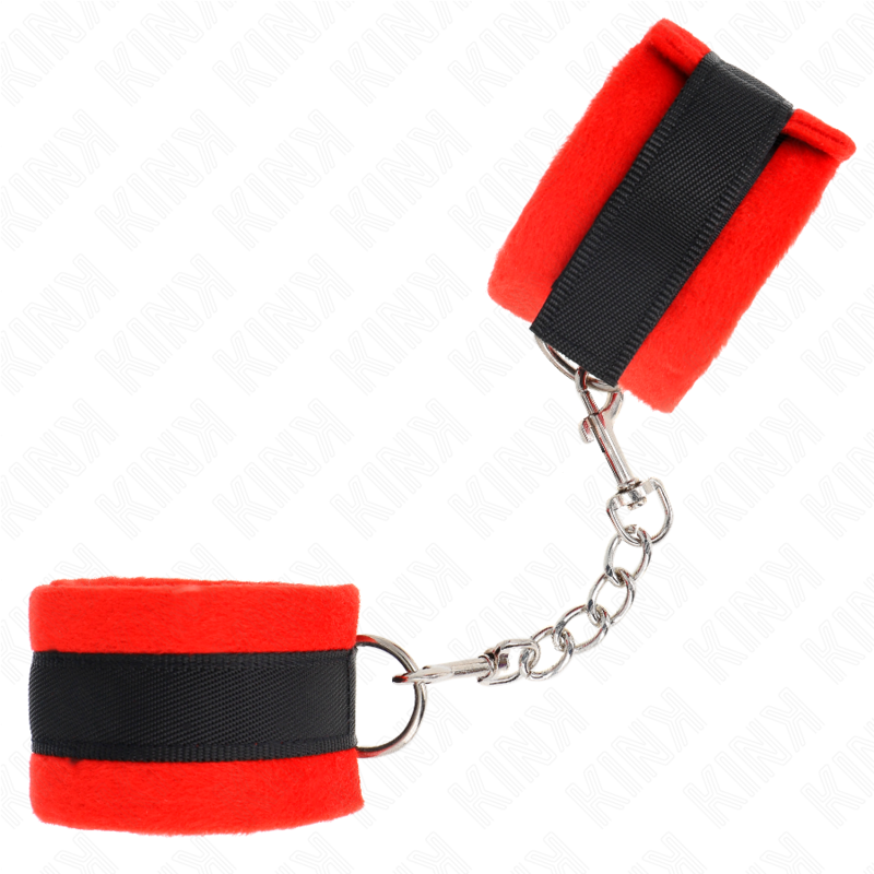 KINK WRIST RESTRAINT Manchettes Débutant Fourrure Noir-Rouge 30 X 7 Cm — vue alternative
