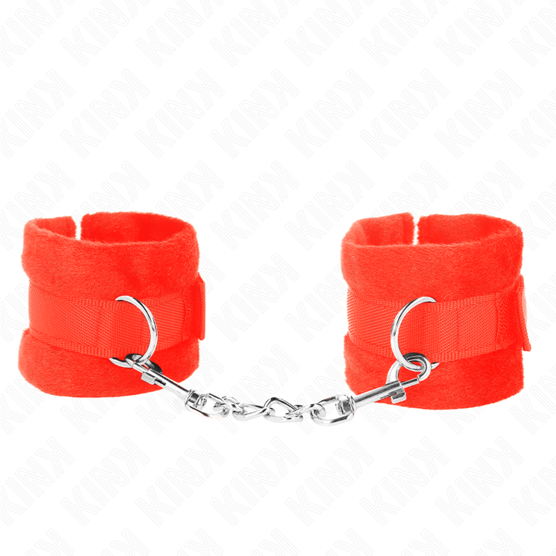 KINK WRIST RESTRAINT Manchettes Débutant Fourrure Rouge 30 X 7 Cm — vue détaillée
