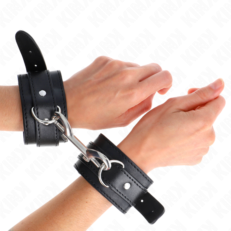 KINK WRIST RESTRAINT Appareils-Poignets - Rangée Rivets Simple Noir Ajustable ... - Aura Intime
