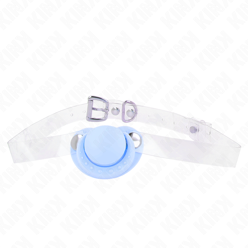 KINK COLLAR & GAG Gag Forme Sucette Bleu Clair 5,5 X 4 Cm Ajustable 43-60 Cm - Aura Intime