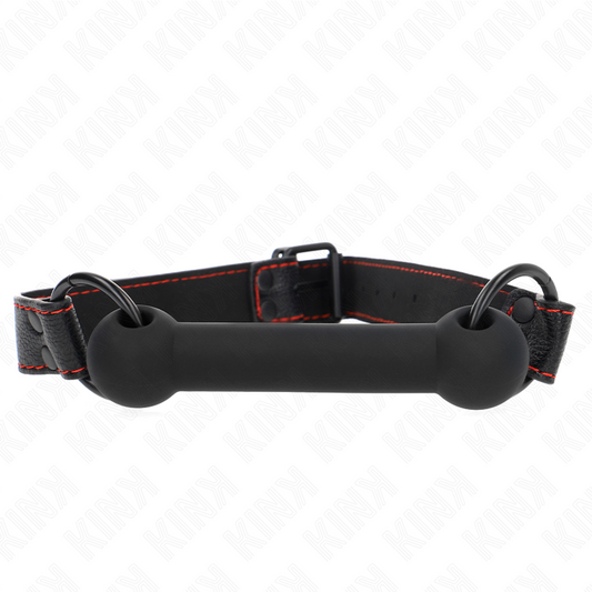 KINK COLLAR & GAG Bone Bag Sangle Cuir Noir Ajustable 41-57 Cm - Aura Intime