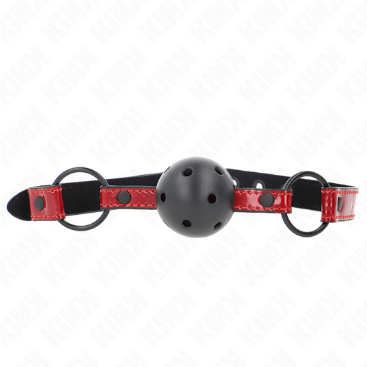 KINK COLLAR & GAG Boule Cuir Brillant 4,5 Cm Bag 63,5 X 2 Cm Ajustable 41 X... - Aura Intime