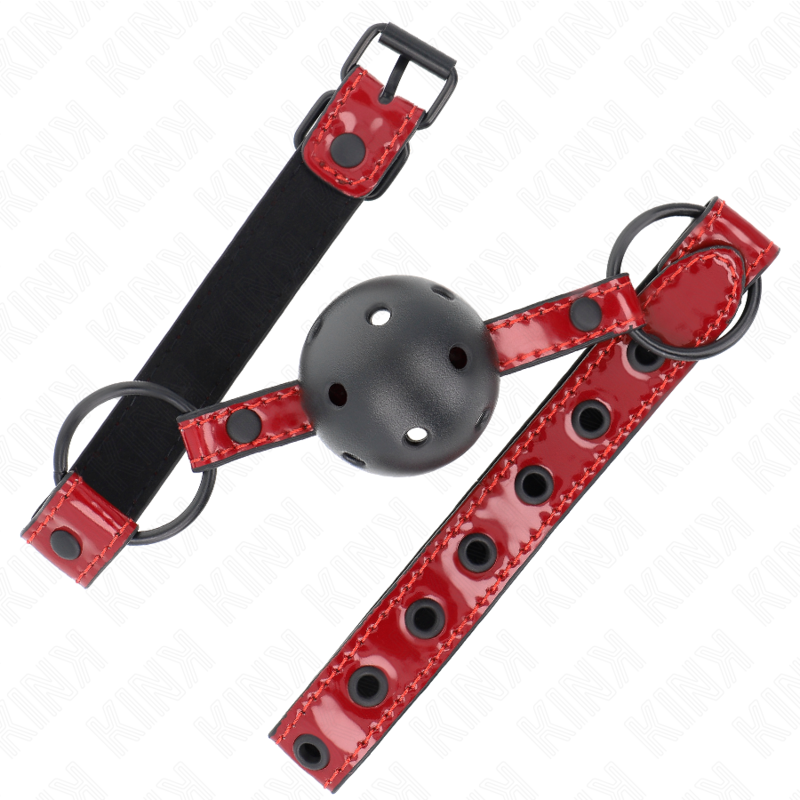 KINK COLLAR & GAG Boule Cuir Brillant 4,5 Cm Bag 63,5 X 2 Cm Ajustable 41 X... — vue détaillée