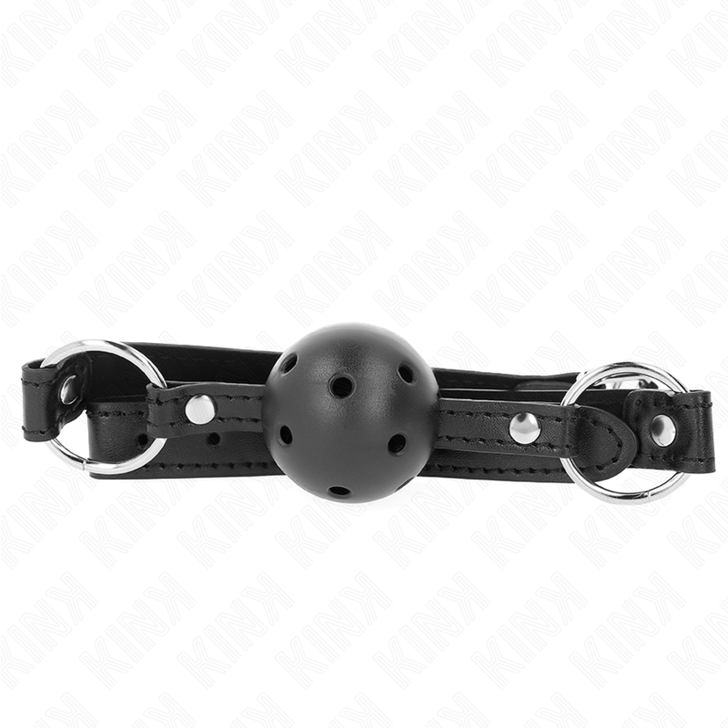 KINK COLLAR & GAG Boule Noire Creuse Dure 4,5 Cm Gag Modèle 1 63,5 X 2 Cm - Aura Intime