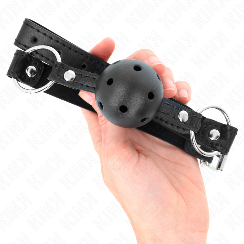 KINK COLLAR & GAG Boule Noire Creuse Dure 4,5 Cm Gag Modèle 1 63,5 X 2 Cm — vue arrière