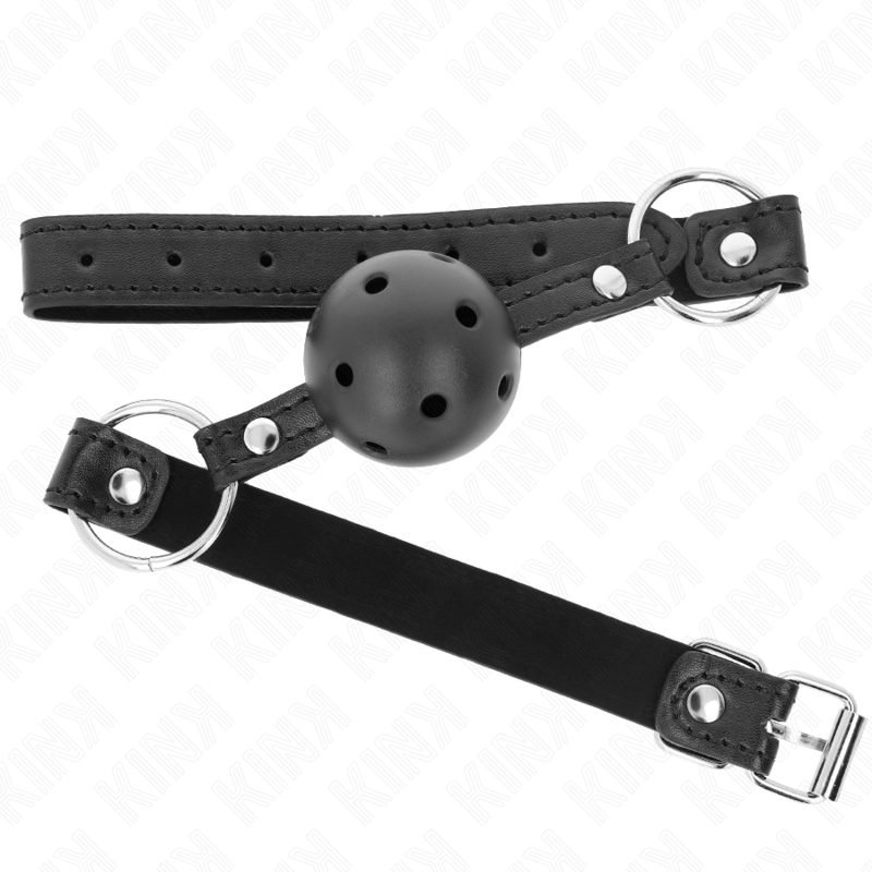 KINK COLLAR & GAG Boule Noire Creuse Dure 4,5 Cm Gag Modèle 1 63,5 X 2 Cm — vue détaillée