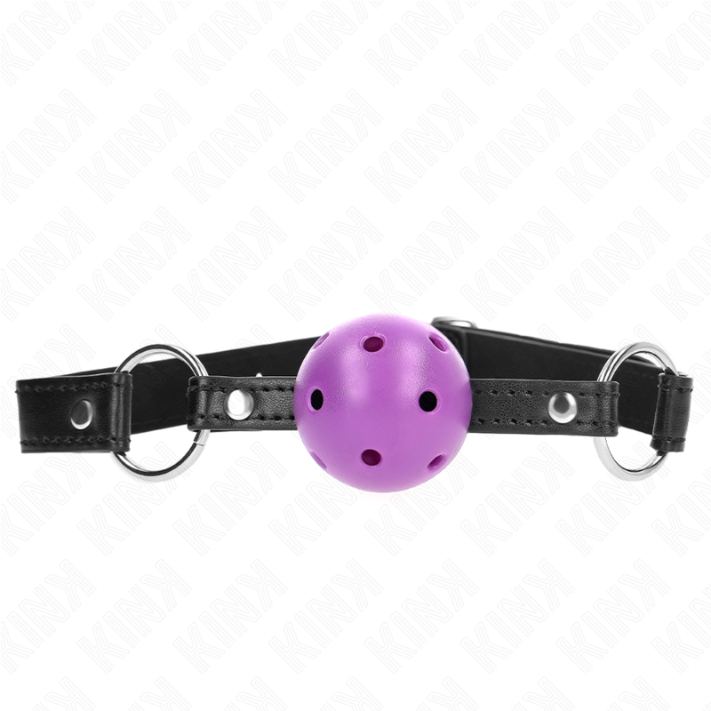 KINK COLLAR & GAG Balle Creuse Dure Violet 4,5 Cm Bag 63,5 X 2 Cm - Aura Intime