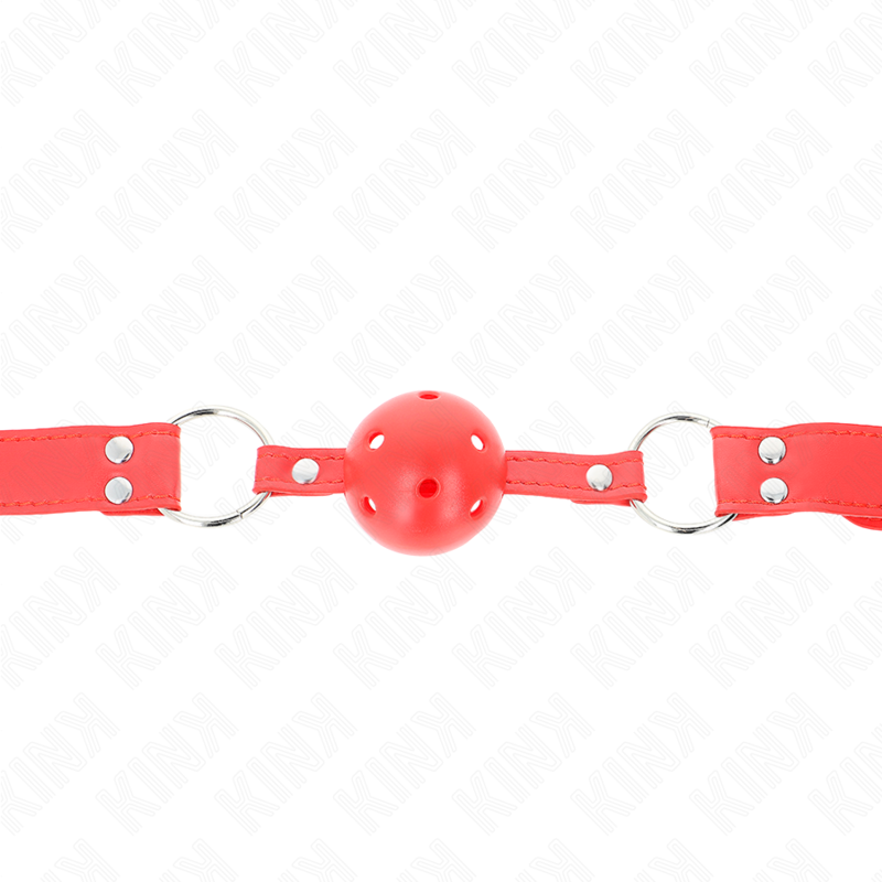 KINK COLLAR & GAG Bâillon À Boule Dur Creux Rouge Complet 62 X 2 Cm — vue alternative