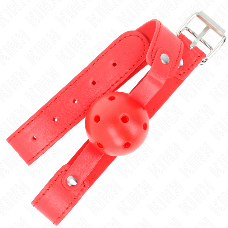 KINK COLLAR & GAG Balle Respirante Rouge 4,5 Cm Bag 65 X 2,5 Cm — vue détaillée