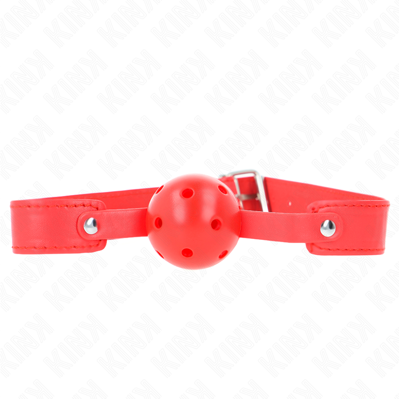 KINK COLLAR & GAG Balle Respirante Rouge 4,5 Cm Bag 65 X 2,5 Cm - Aura Intime