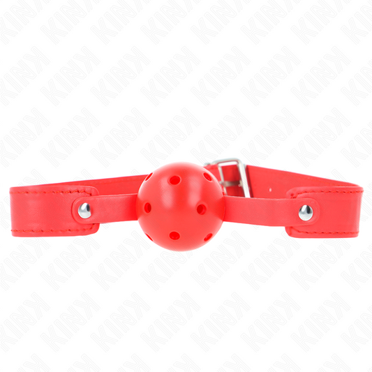 KINK COLLAR & GAG Balle Respirante Rouge 4,5 Cm Bag 65 X 2,5 Cm - Aura Intime