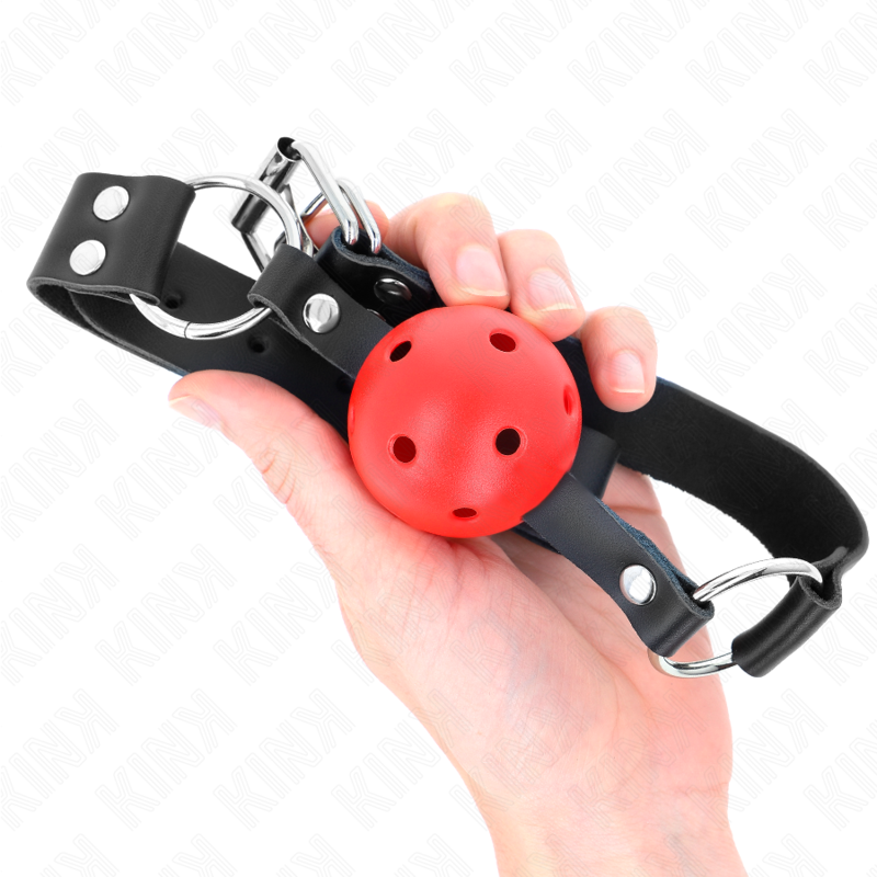 KINK COLLAR & GAG Balle Respirante 4 Cm Bag Double Rivet Rouge 62,5 X 2,5 C... — vue arrière