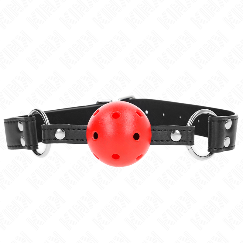 KINK COLLAR & GAG Bâton Respirant 4 Cm Double Rivet Cuir 62,5 X 2,5 Cm Régl... - Aura Intime
