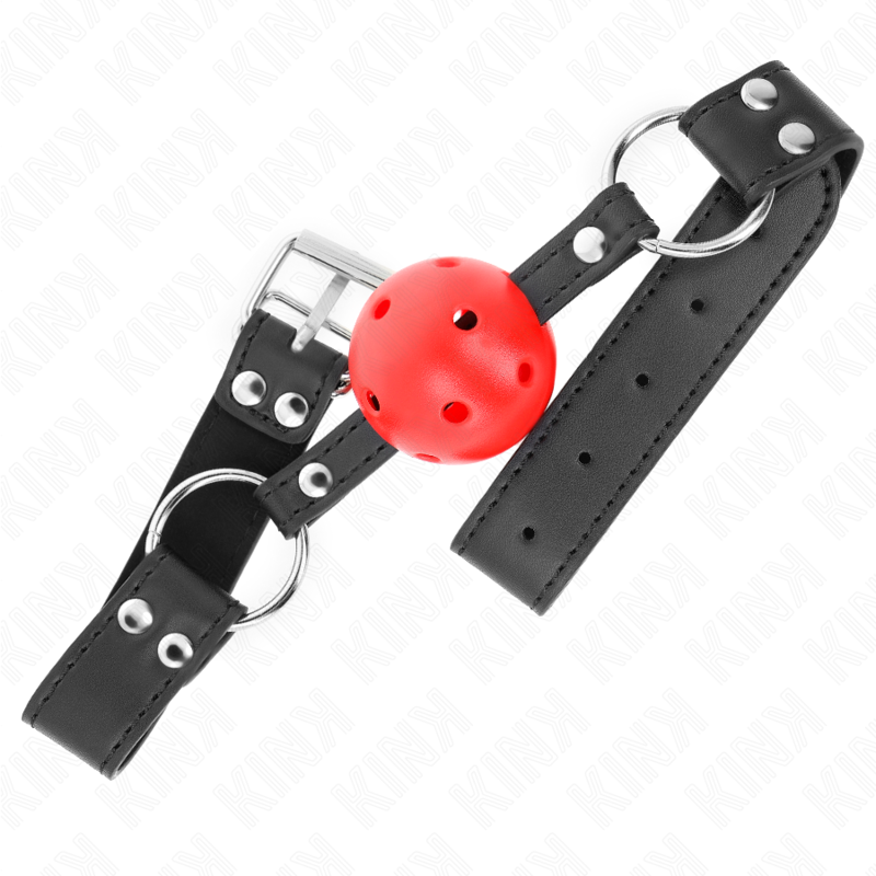 KINK COLLAR & GAG Bâton Respirant 4 Cm Double Rivet Cuir 62,5 X 2,5 Cm Régl... — vue détaillée