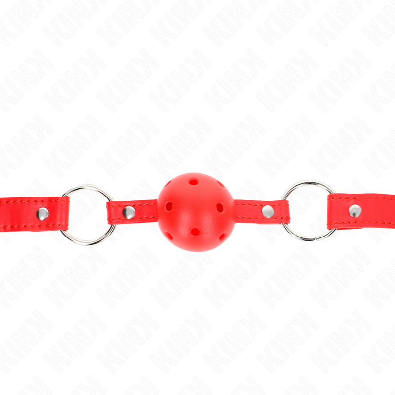 KINK COLLAR & GAG Bâton Respirant 4 Cm Double Rivet Modèle 1 Rouge 62,5 X 2... - Aura Intime