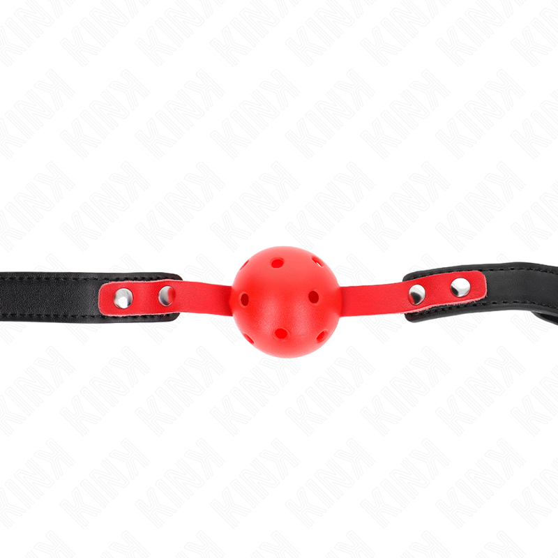 KINK COLLAR & GAG Balle Dure Creuse Rouge 4 Cm Gag Bracelet Noir 60 X 2 Cm ... - Aura Intime