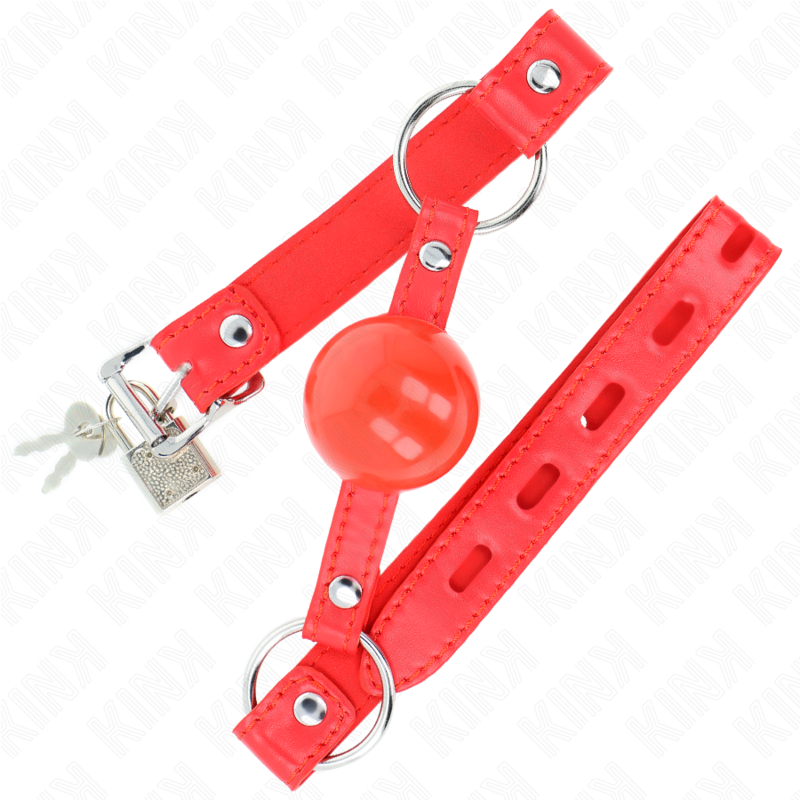 KINK COLLAR & GAG Bâillon Tpe Balle 4 Cm Rojo Lock 60 X 2 Cm — vue détaillée
