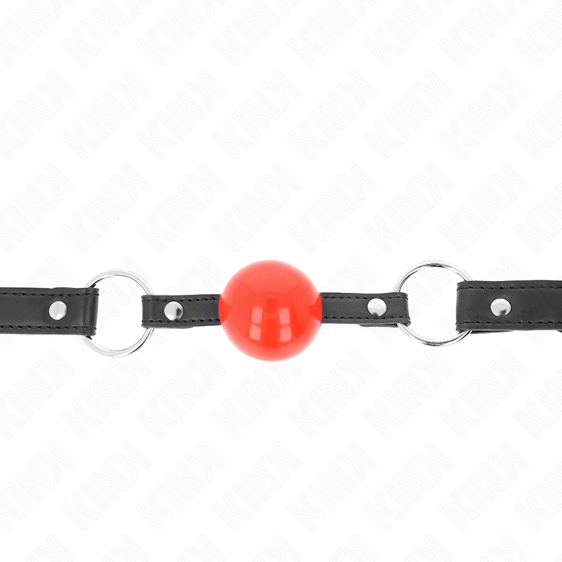 KINK COLLAR & GAG Bâillon Balle 4 Cm Serrure Boule Rouge Bracelet Noir 60 X... - Aura Intime