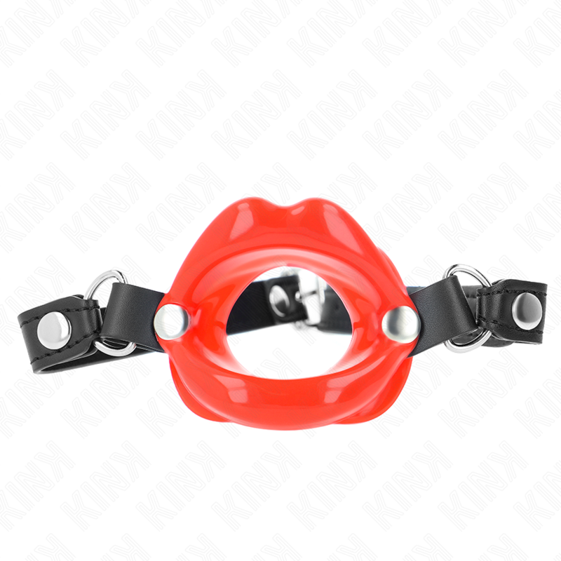 KINK COLLAR & GAG Bâton Lip 8 Cm Sangle Cuir Rouge 63 X 2 Cm Ajustable 39-5... - Aura Intime