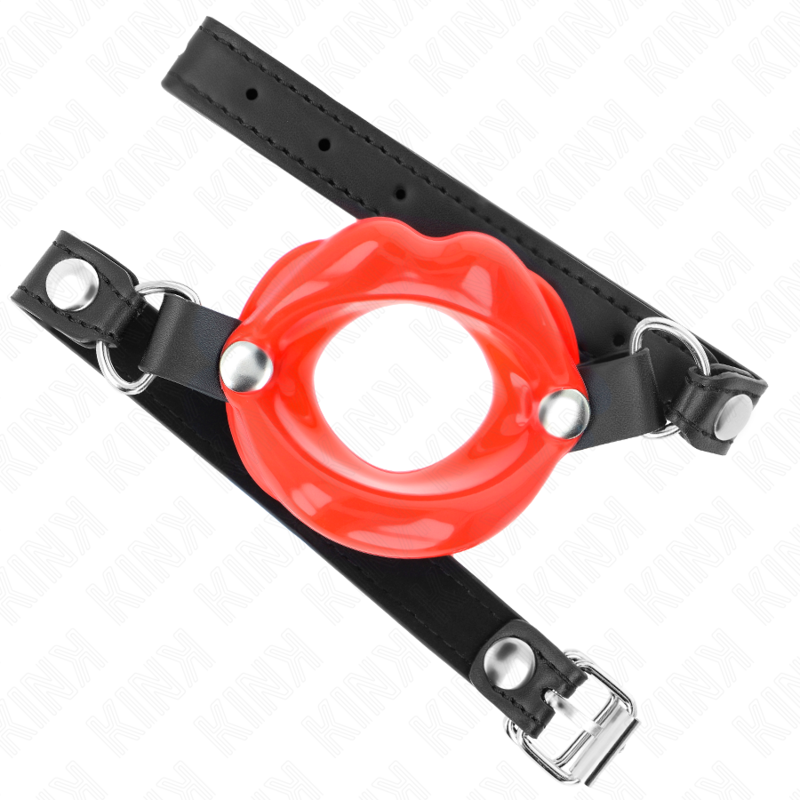 KINK COLLAR & GAG Bâton Lip 8 Cm Sangle Cuir Rouge 63 X 2 Cm Ajustable 39-5... — vue détaillée