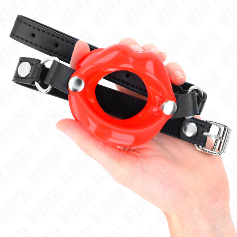 KINK COLLAR & GAG Bâton Lip 8 Cm Sangle Cuir Rouge 63 X 2 Cm Ajustable 39-5... — vue arrière