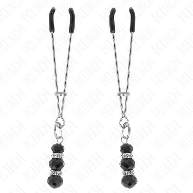 KINK NIPPLE GRIP Pinces À Teton Fines Or 3 Billes Verre Noir 7 Cm — vue détaillée