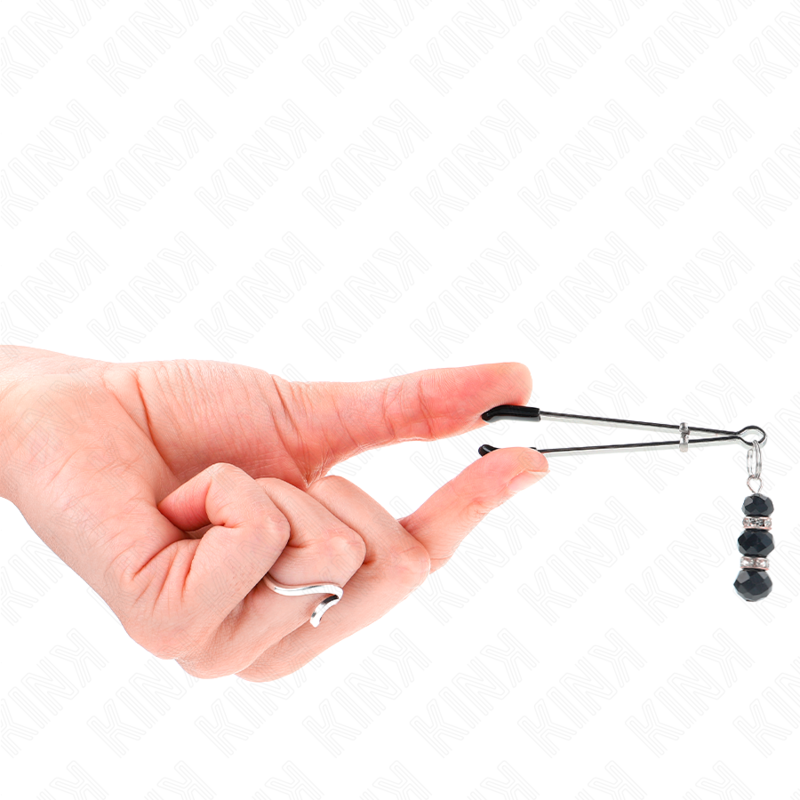 KINK NIPPLE GRIP Pinces À Teton Fines Or 3 Billes Verre Noir 7 Cm — vue alternative