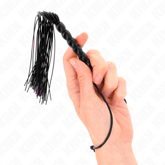 KINK IMPACT & TOUCH Mini Fouet Silicone 6 Billes Noires 26 Cm - Aura Intime